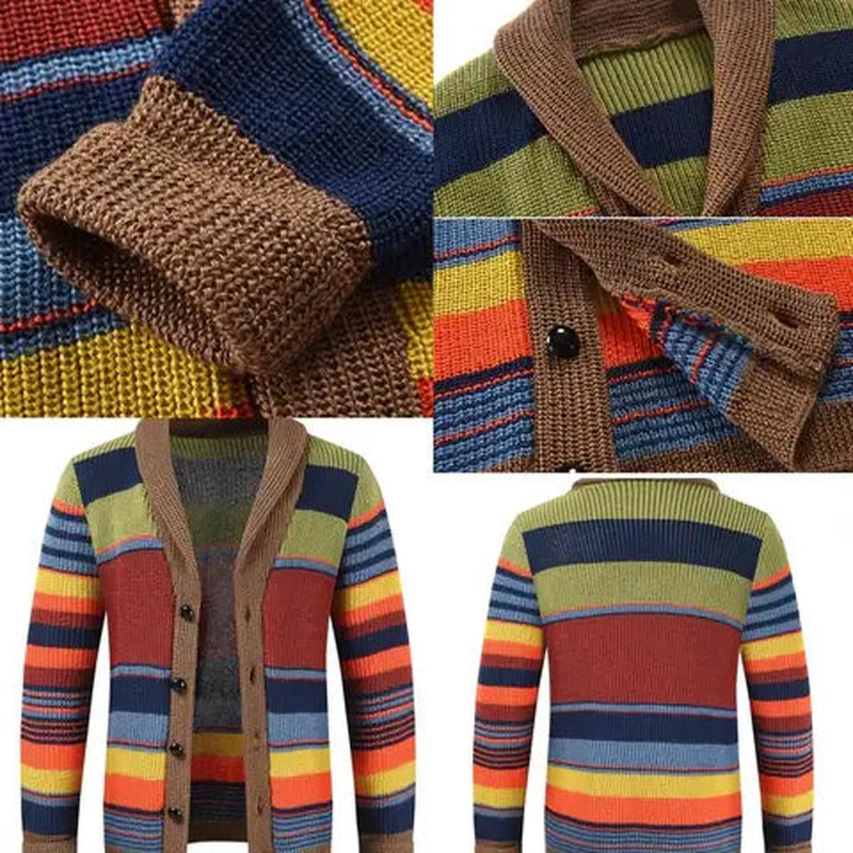 Herren Cardigan | Geometrisch & Knopfleiste