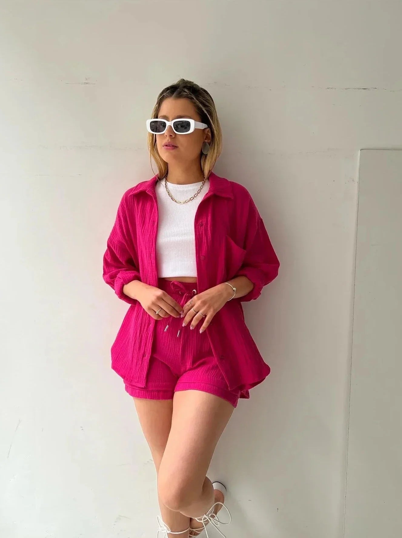 Mila | 2-teiliges Set aus Hemd und Shorts aus Baumwolle-Becker Boutique