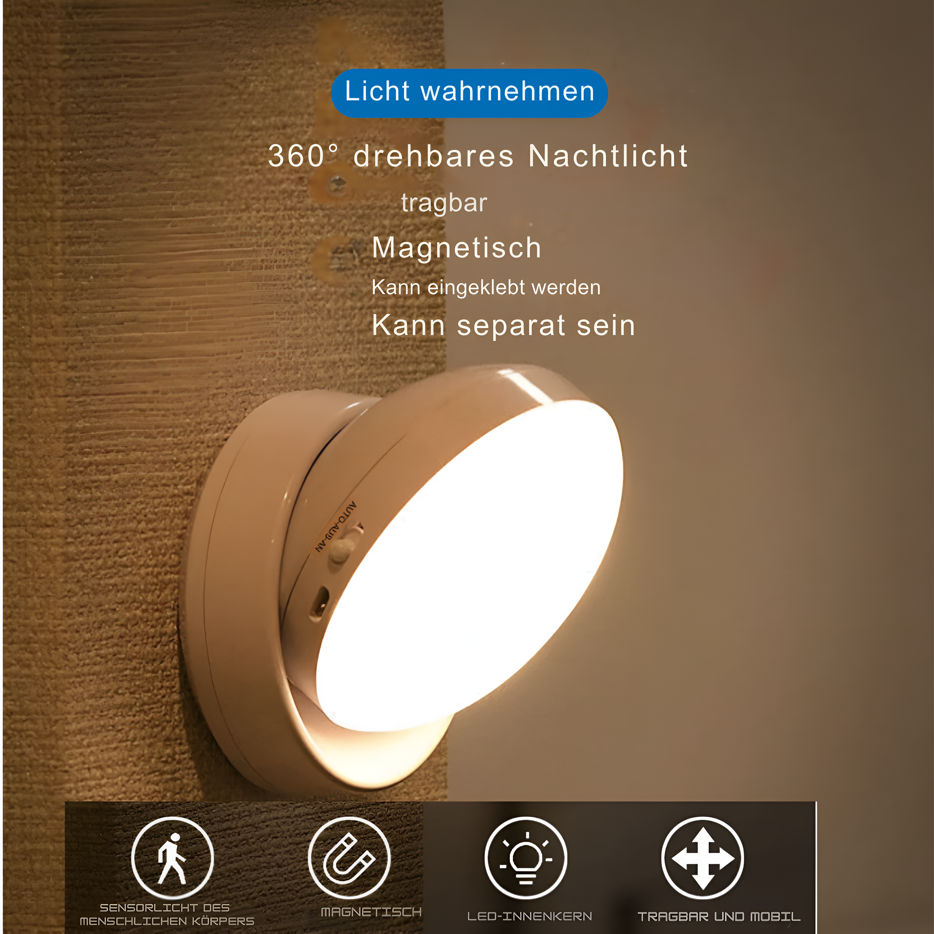 Illuminate | 360° Bewegungssensor LED-Nachtlicht-Warmweiß 1 + 1-Becker Boutique