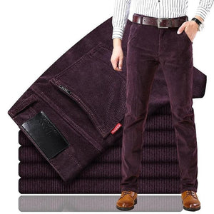 Montel | Herren Klassischer Kordsamt Jeans-Burgundisch-28-Becker Boutique