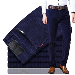 Montel | Herren Klassischer Kordsamt Jeans-Dunkelblau-28-Becker Boutique