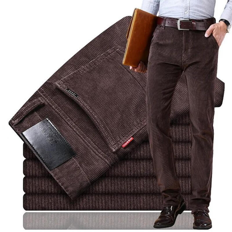 Montel | Herren Klassischer Kordsamt Jeans-Dunkelbraun-28-Becker Boutique