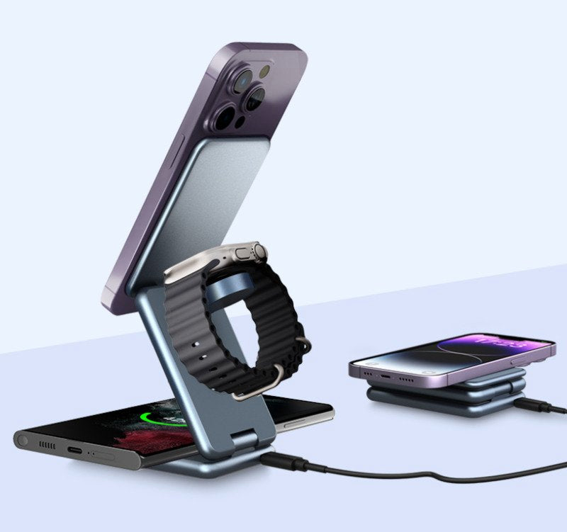 MultiMag Ultra I 3-in-1 Kabelloses Ladegerät für iPhone und Android-Grau-Becker Boutique