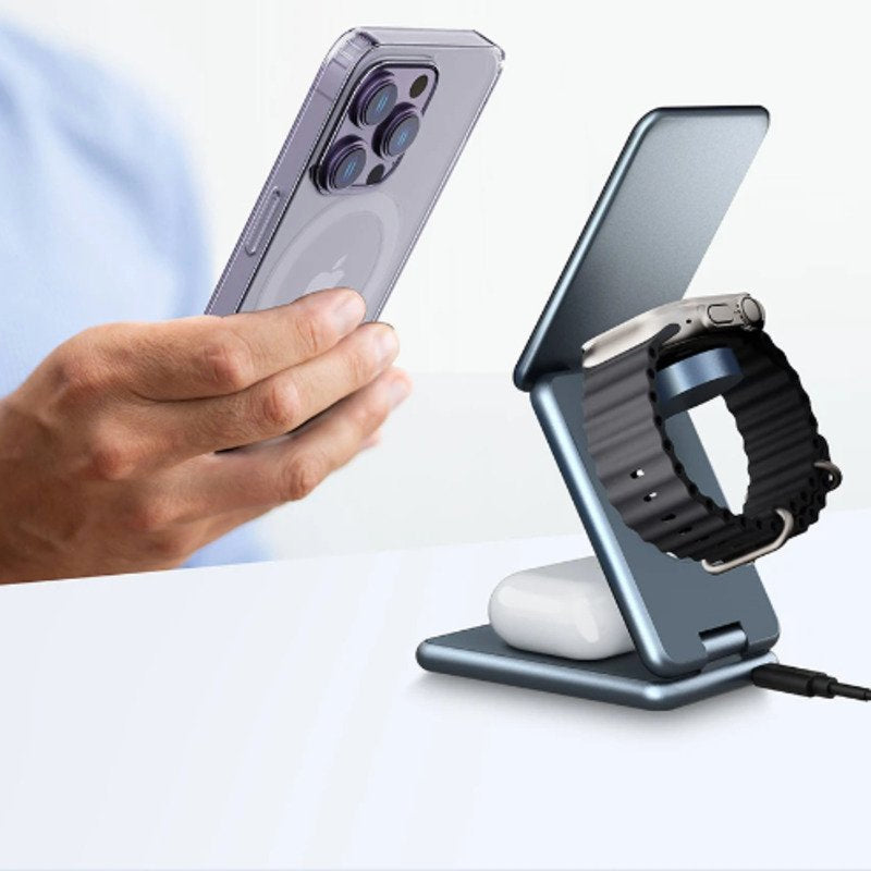 MultiMag Ultra I 3-in-1 Kabelloses Ladegerät für iPhone und Android-Grau-Becker Boutique