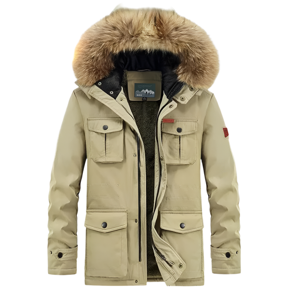 Nikolas | Wind- und wasserdichte Jacke mit abnehmbarem Kragen-Khaki-M-Becker Boutique