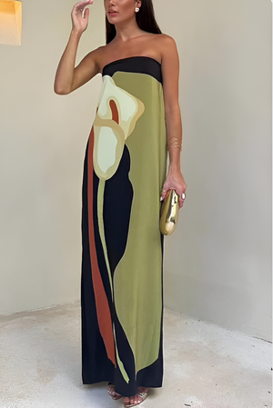 Norla | Trägerloses Maxikleid-Grün-S-Becker Boutique