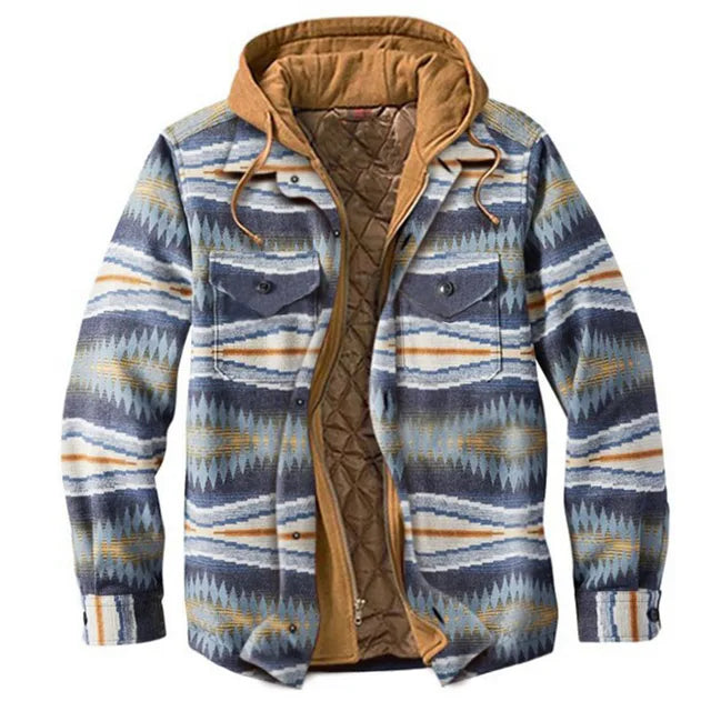 OakRidge | Loggerjacke mit Kapuze-Blaues Rautenmuster-S-Becker Boutique