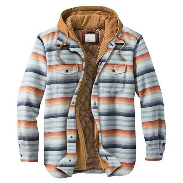 OakRidge | Loggerjacke mit Kapuze-Weiß gestreift-S-Becker Boutique