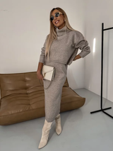 Odette | Jersey Set Midikleid mit Rollkragen-Khaki-S-Becker Boutique
