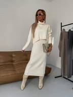 Odette | Jersey Set Midikleid mit Rollkragen-Weiß-S-Becker Boutique