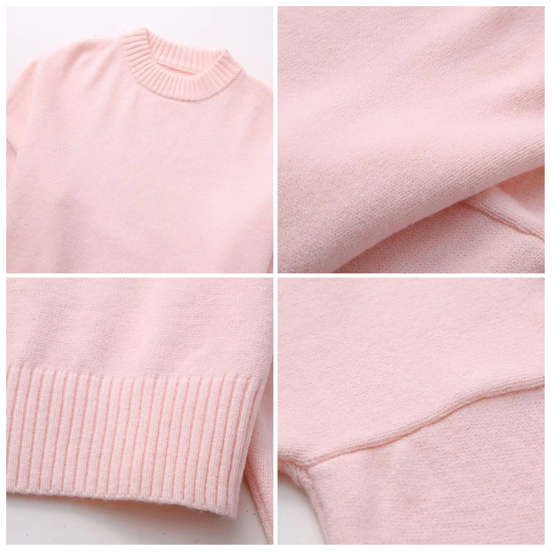 Marina | Rosa Loose-fit Pullover mit Rundhalsausschnitt