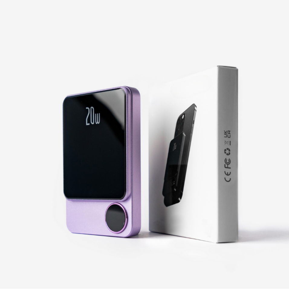 PowerCharge | Nano Magsafe Powerbank für iphone und QI-kompatibel-Lila-Becker Boutique