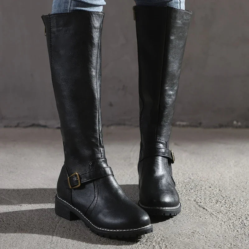Kniehohe Stiefel Damen | Rutschfest Mit Schnalle