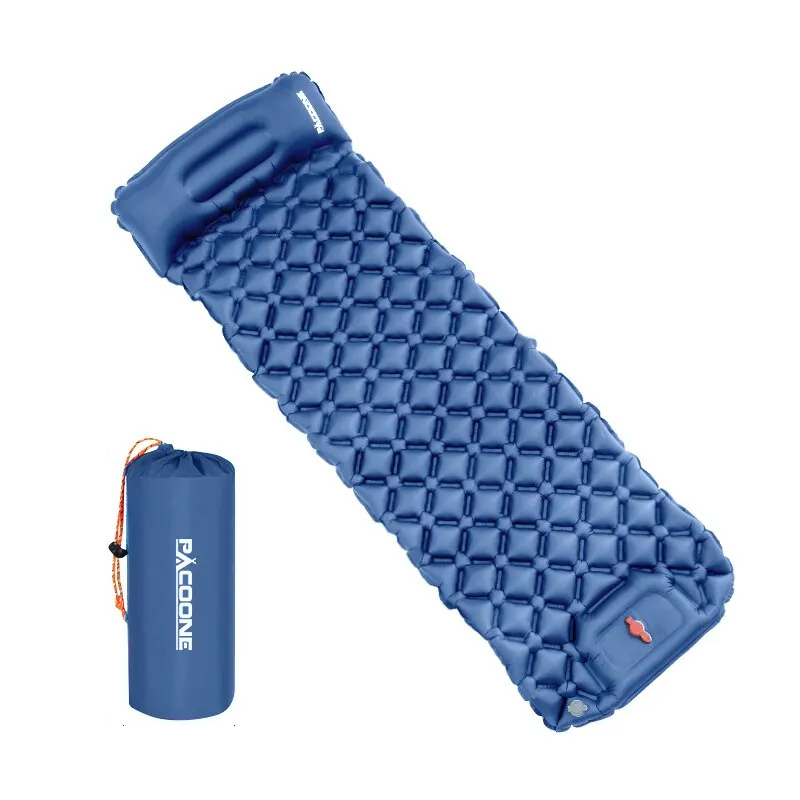 Quick Mattress | Outdoor Camping Aufblasbare Matratze mit Kissen - Eingebaute Aufblasbare Pumpe-Dunkelblau-Becker Boutique