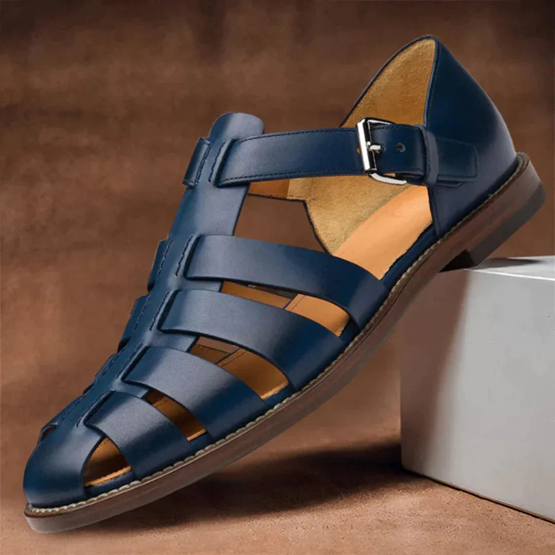 Raban | Sommersandalen aus Leder für Männer-Blau-38-Becker Boutique