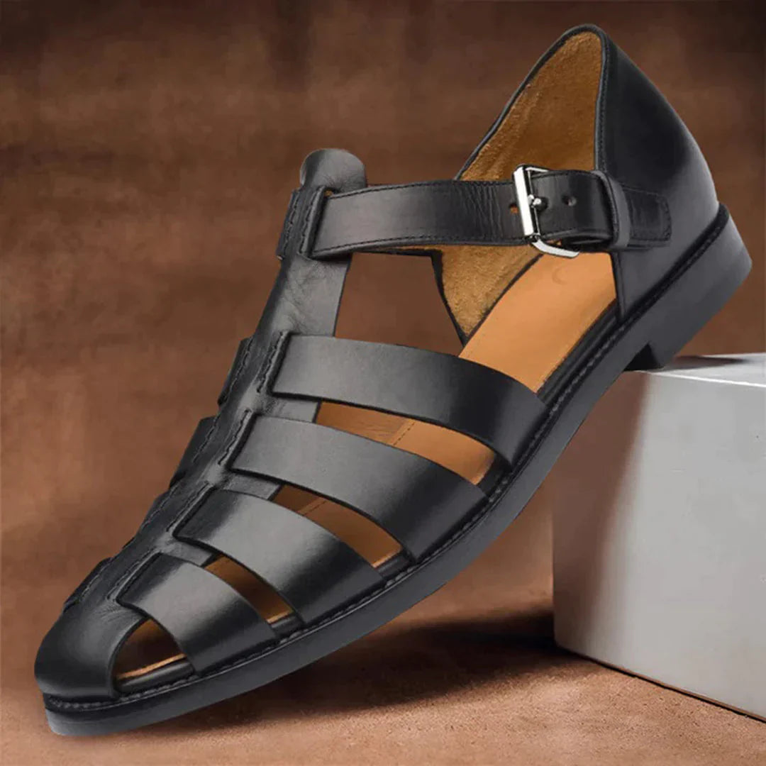 Raban | Sommersandalen aus Leder für Männer-Schwarz-38-Becker Boutique