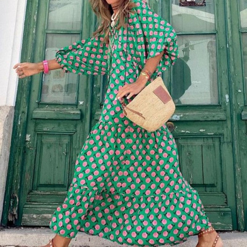 Rana | Das perfekte grüne Sommerkleid für heiße Tage-Grüne Blumen-S-Becker Boutique