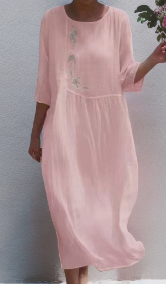 Rema | Ein lässiges bequemes Kleid mit Blumendruck-Rosa-S-Becker Boutique