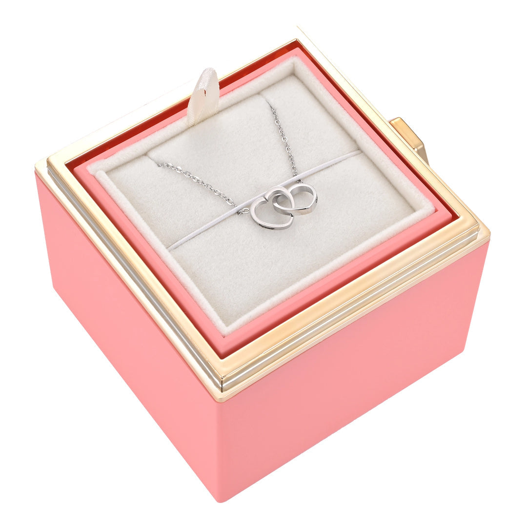 Rose| Rosenbox mit Halskette perfekt für den Valentinstag-Rosa-Silber-Becker Boutique