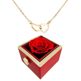 Rose| Rosenbox mit Halskette perfekt für den Valentinstag-Rot-Gold-Becker Boutique