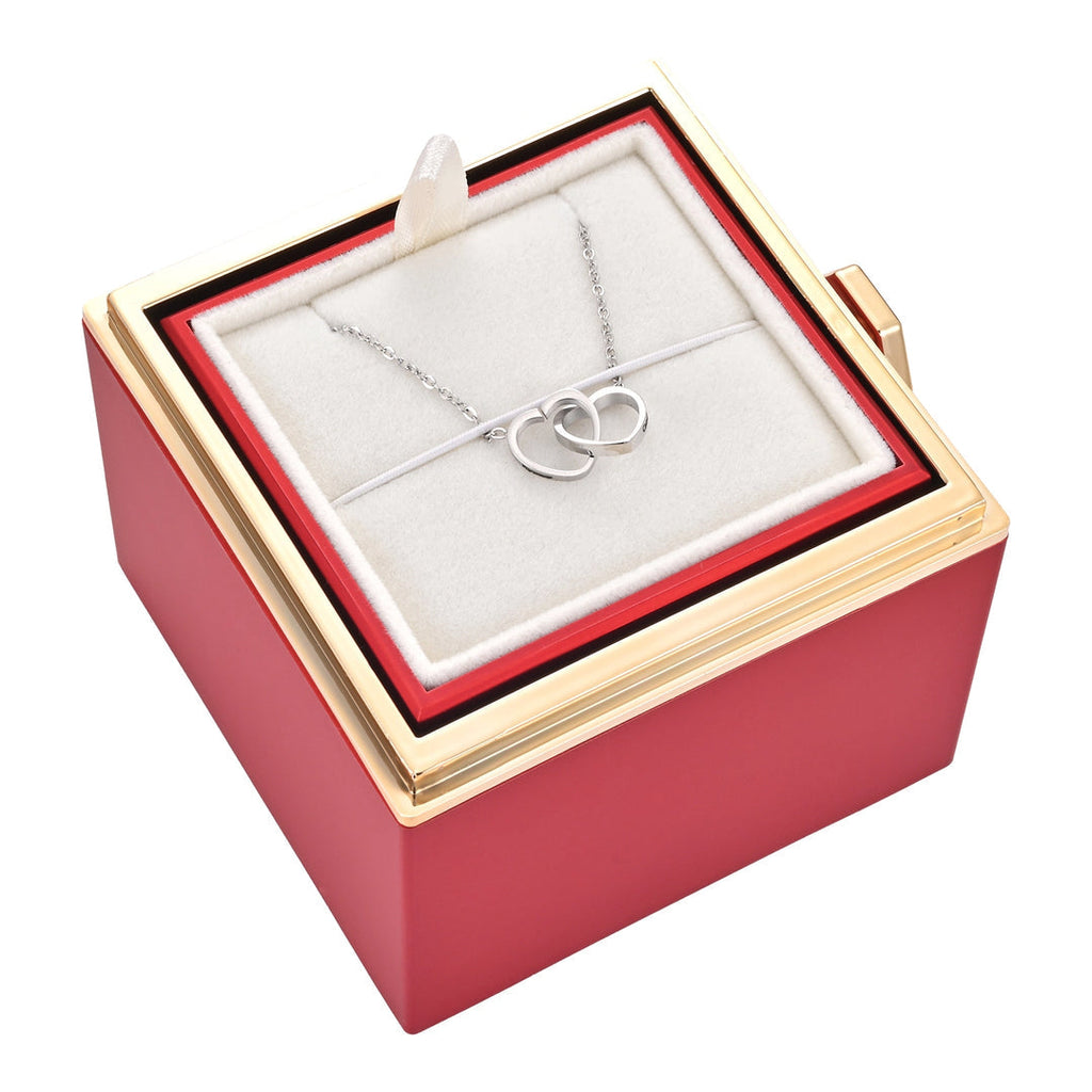 Rose| Rosenbox mit Halskette perfekt für den Valentinstag-Rot-Silber-Becker Boutique