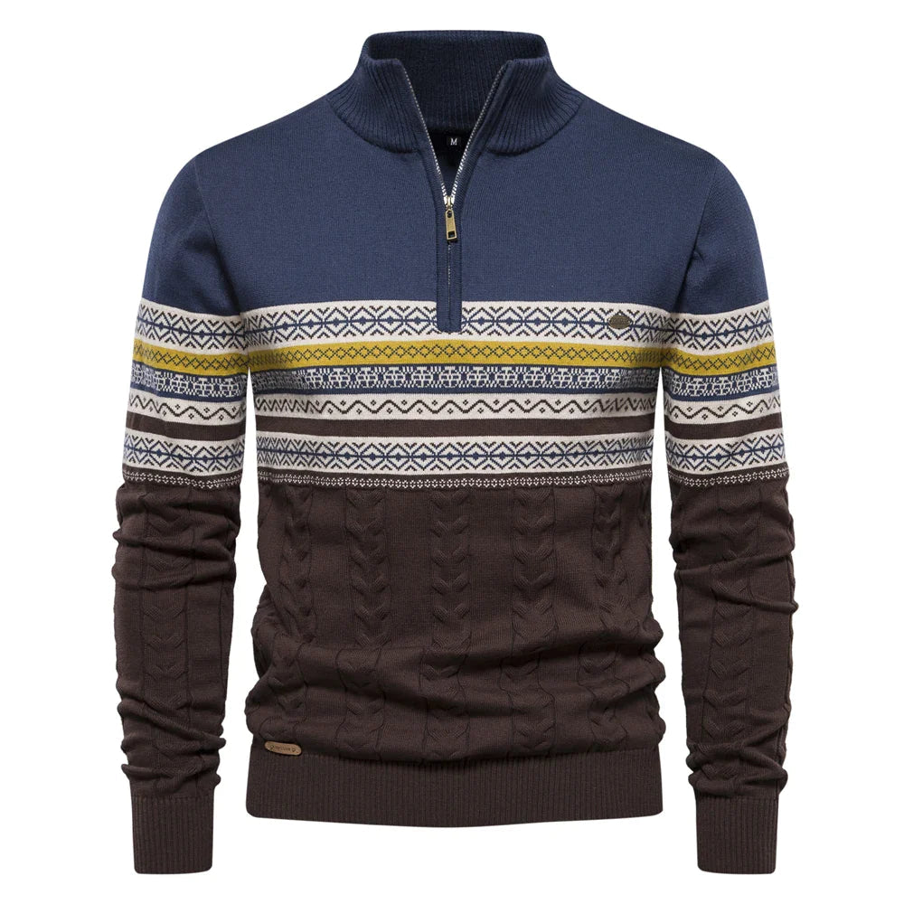 Rudy | Hochwertiger Pullover mit Retro-Muster-JeansBlau-S-Becker Boutique