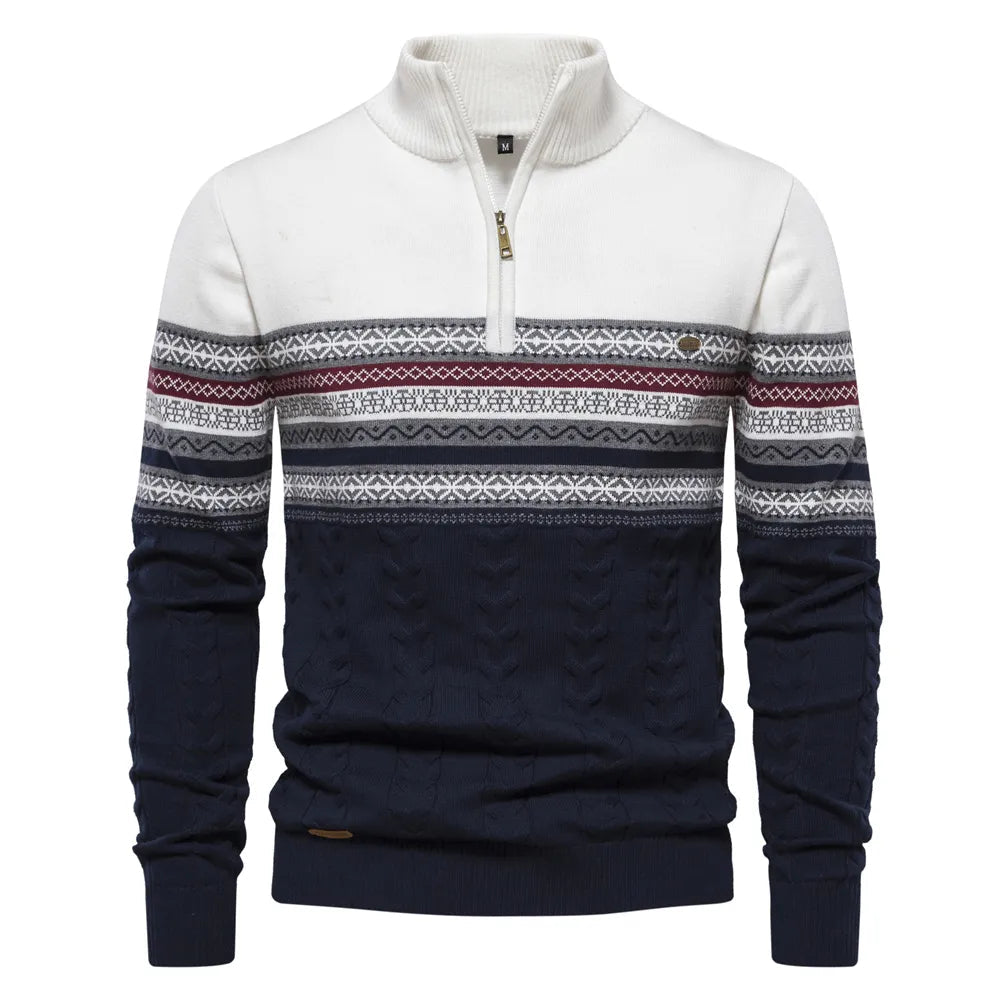 Rudy | Hochwertiger Pullover mit Retro-Muster-Weiß-S-Becker Boutique