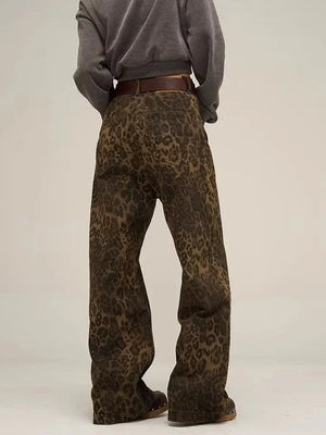 Ruth | Loos Fit Denim-Hose mit Leopardenmuster-Becker Boutique