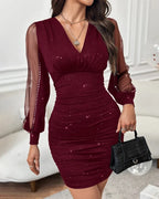 Prom Dress Sequins | V-Neck & Off-Shoulder