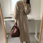 Women's Long Coat | Warm with Belt & Wide Sleeves