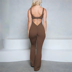 Damen Jumpsuit | Flared & V-Rücken mit Scrunch