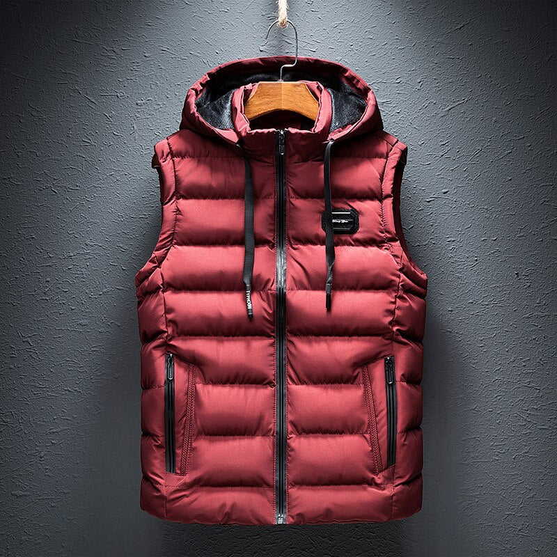 Men's Sleeveless Winter Vest | With Hood