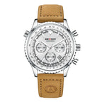 Herren-Chronographenuhr | Braunes Lederarmband