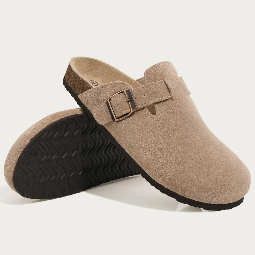 Leaf | Boston sandals made of suede with ergonomic footbed and cork sole