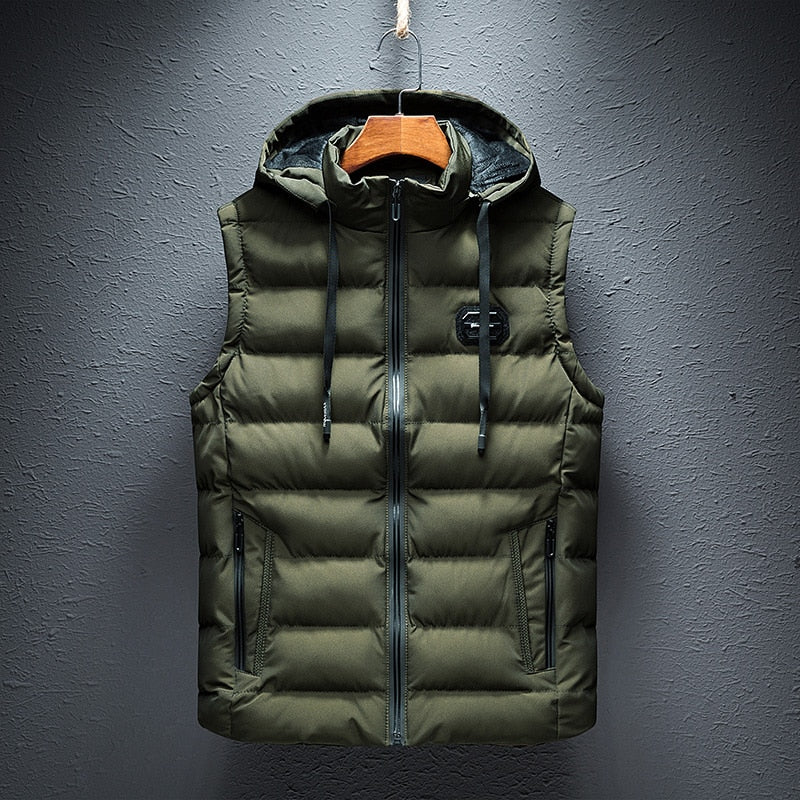 Men's Sleeveless Winter Vest | With Hood