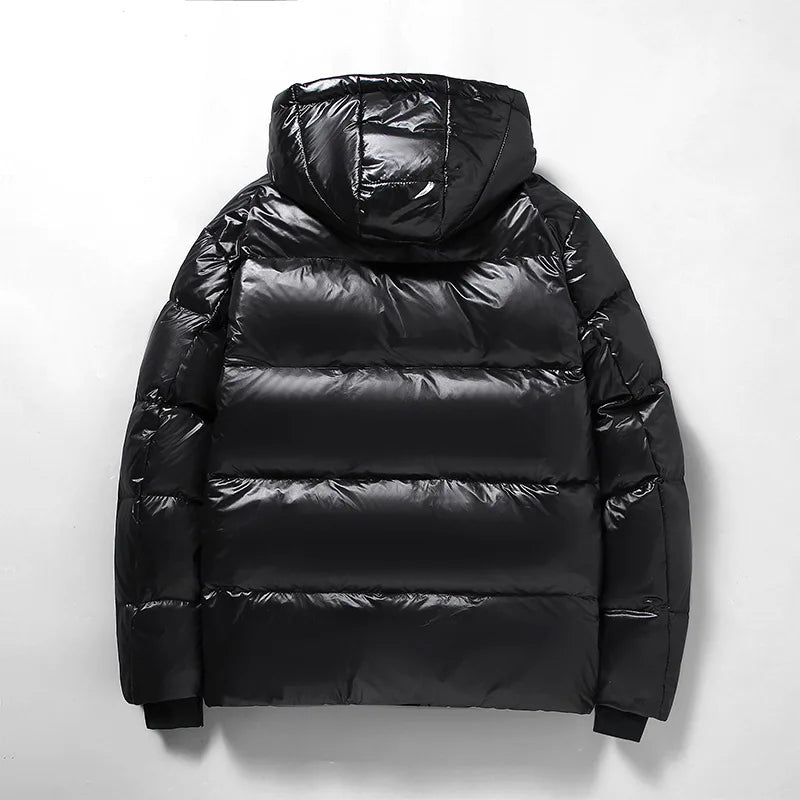 Herren Daunenjacke Winter | Schwarz Mit Kapuze