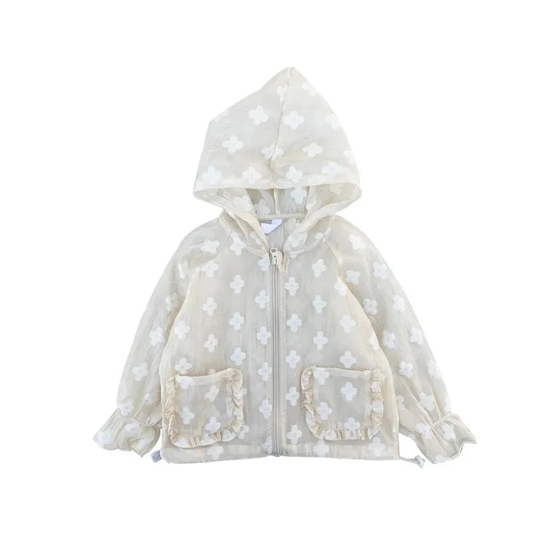 Girls Lightweight Floral Hooded Jacket