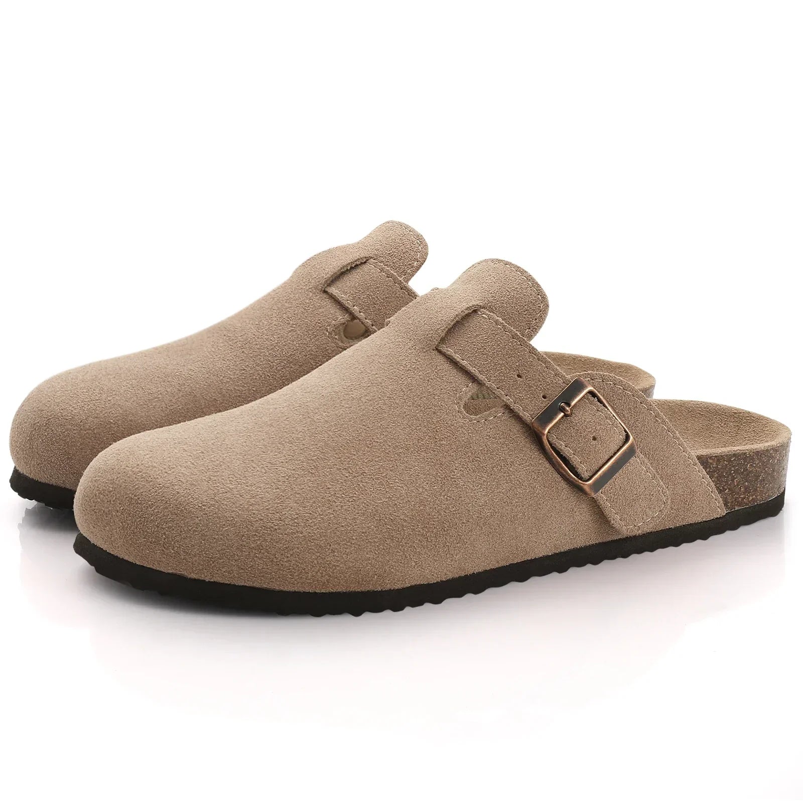 Leaf | Boston sandals made of suede with ergonomic footbed and cork sole