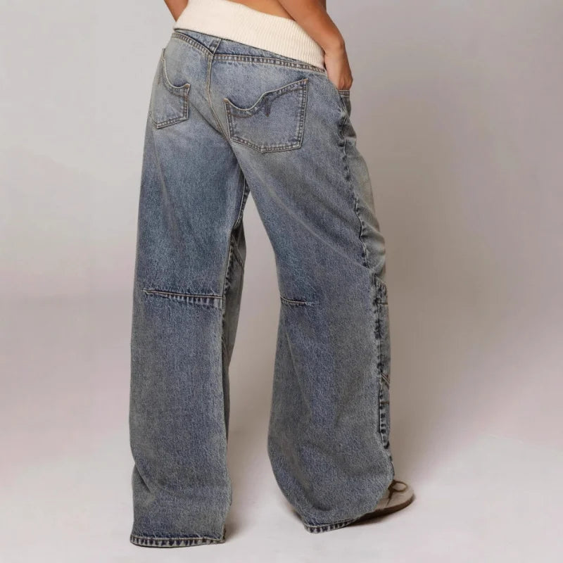 Women’s Baggy Jeans | Y2K Style with Ribbed Waist