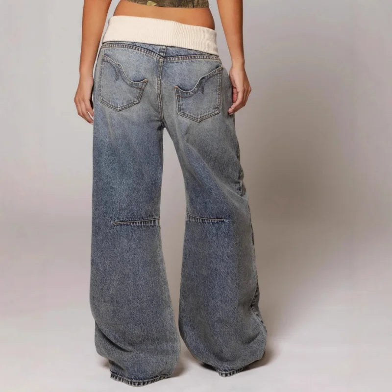 Women’s Baggy Jeans | Y2K Style with Ribbed Waist