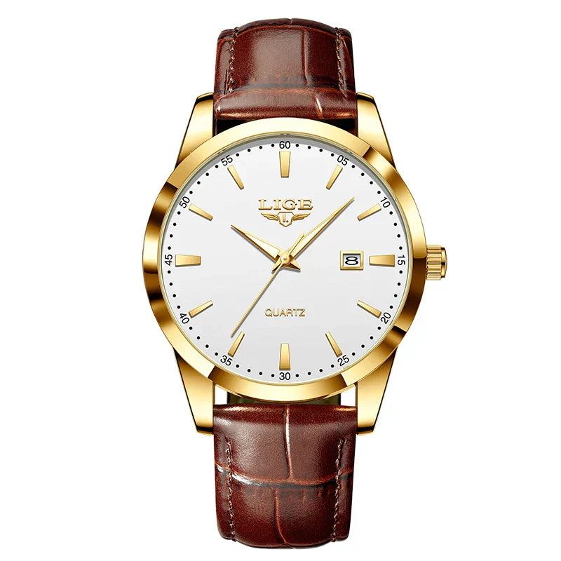 Klassische Herrenuhr | Braunes Lederarmband