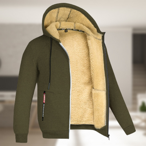 Sadi | Lässige Herren-Kapuzenjacke mit Fleece-Futter-Armeegrün-M-Becker Boutique