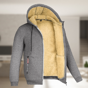 Sadi | Lässige Herren-Kapuzenjacke mit Fleece-Futter-Grau-M-Becker Boutique