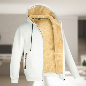 Sadi | Lässige Herren-Kapuzenjacke mit Fleece-Futter-Weiß-M-Becker Boutique