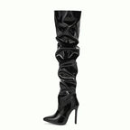 Damen Overknee Stiefel | Hoher Absatz & Lack-Look