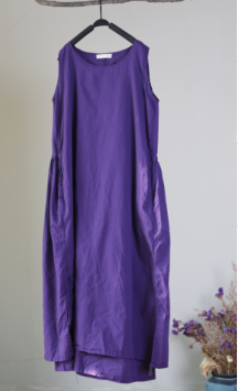 Samantha | Maxikleid mit Faltenwurf in A-Linie-Lila-Becker Boutique