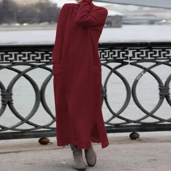 Sari | Langes Vintage-Kleid böhmisch-Burgunderrot-S-Becker Boutique