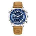 Herren-Chronographenuhr | Braunes Lederarmband
