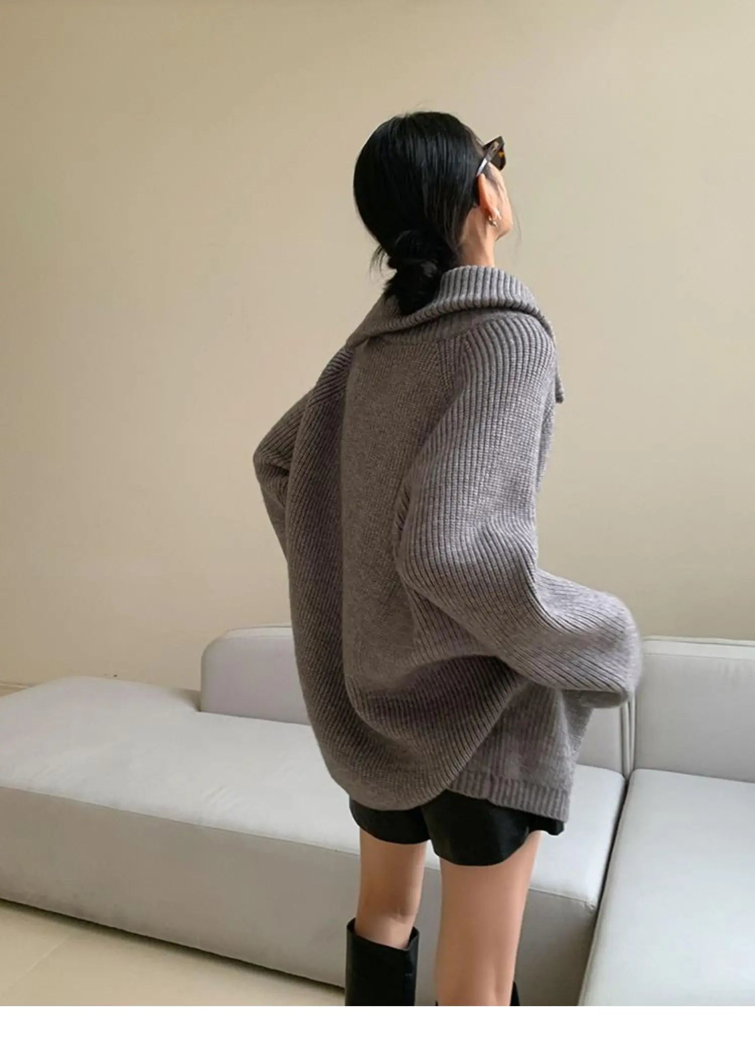 Karen | Asymmetrischer Pullover mit Reißverschluss