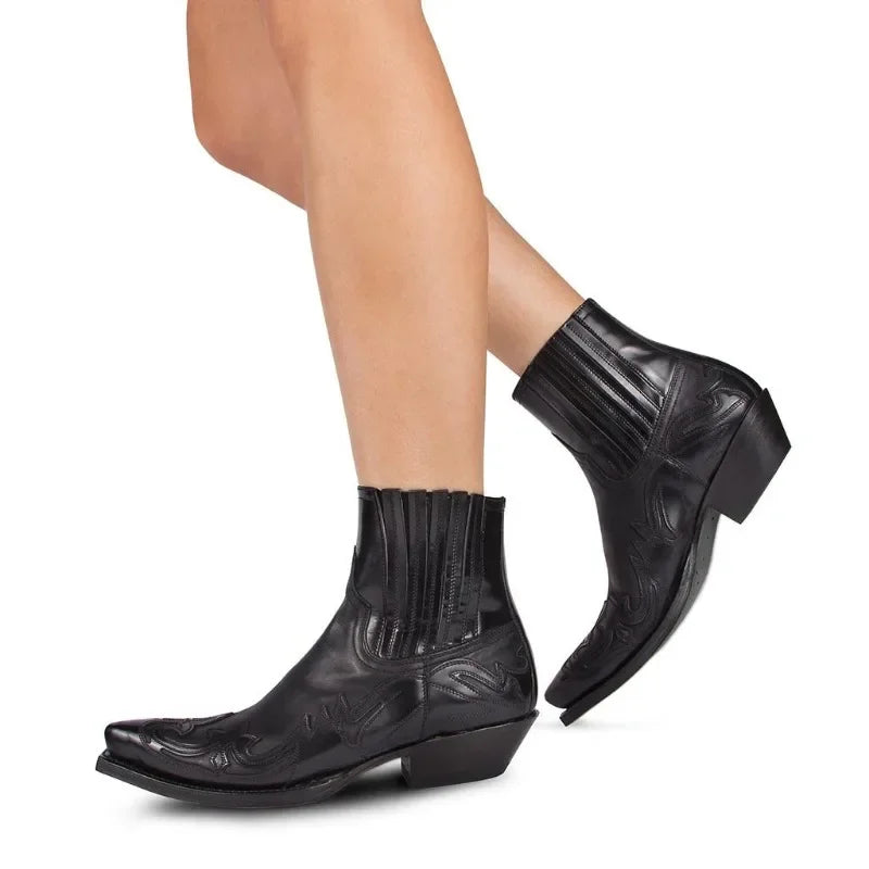 Damen Stiefeletten Cowboy | Leder